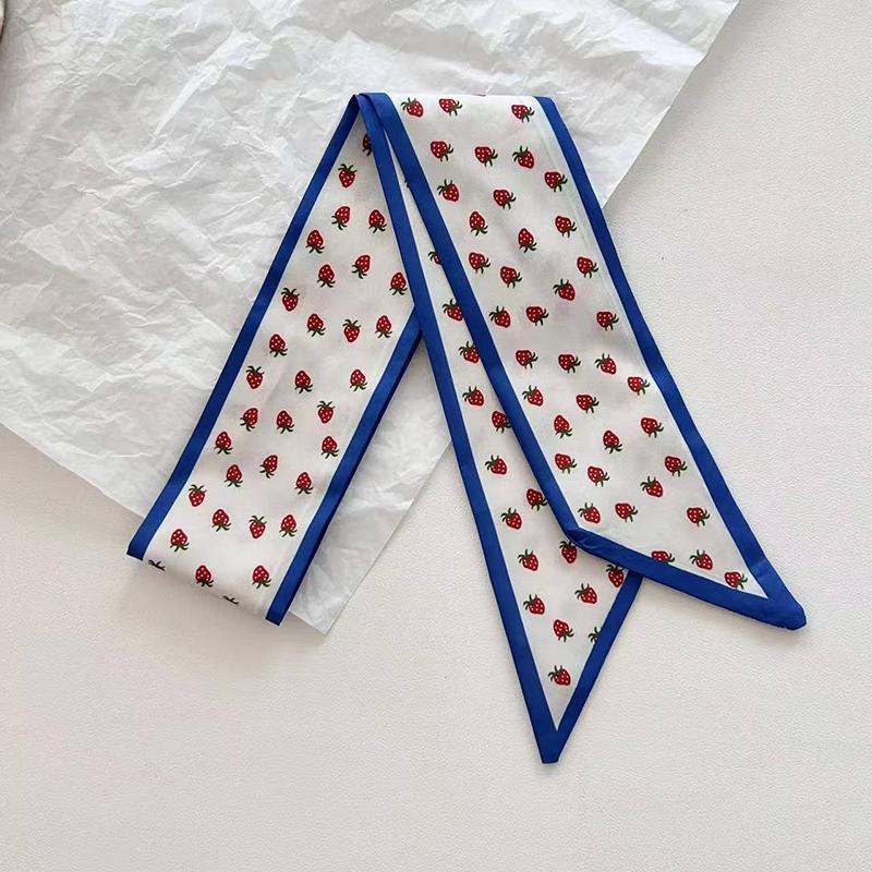 Luxury  Scarf Red Stripe Printing Women Scarf Bag Hair Skinny Silk Scarves Lady Foulard Neckerchief Headband