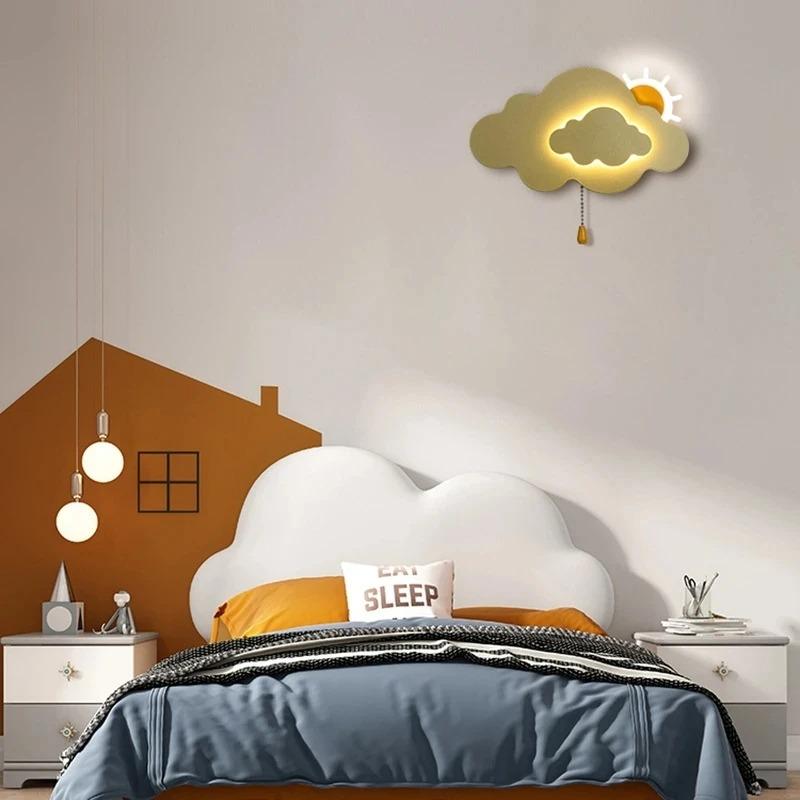 Aplică Dormitor Copii Soare Nor Noapte LED Modern Minimalist Cameră Bebeluș Băiat Fetă Decor Noptiera