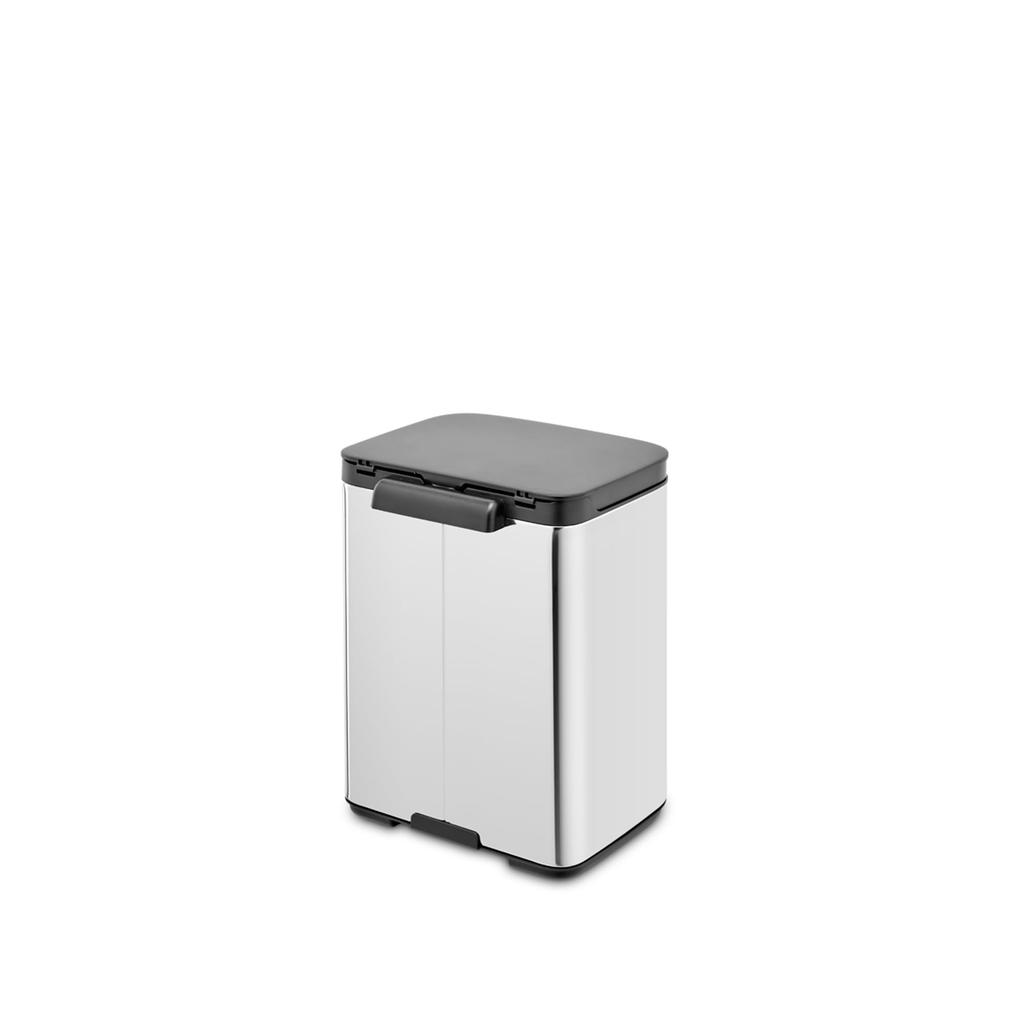 Brabantia Waste Bin with Lid, Manual Operation, Water Resistant, 4L, 20cm (W) x 17.2cm (D) x 27.2cm (H), Made in Belgium, Bo Waste Bin, Brilliant Stee