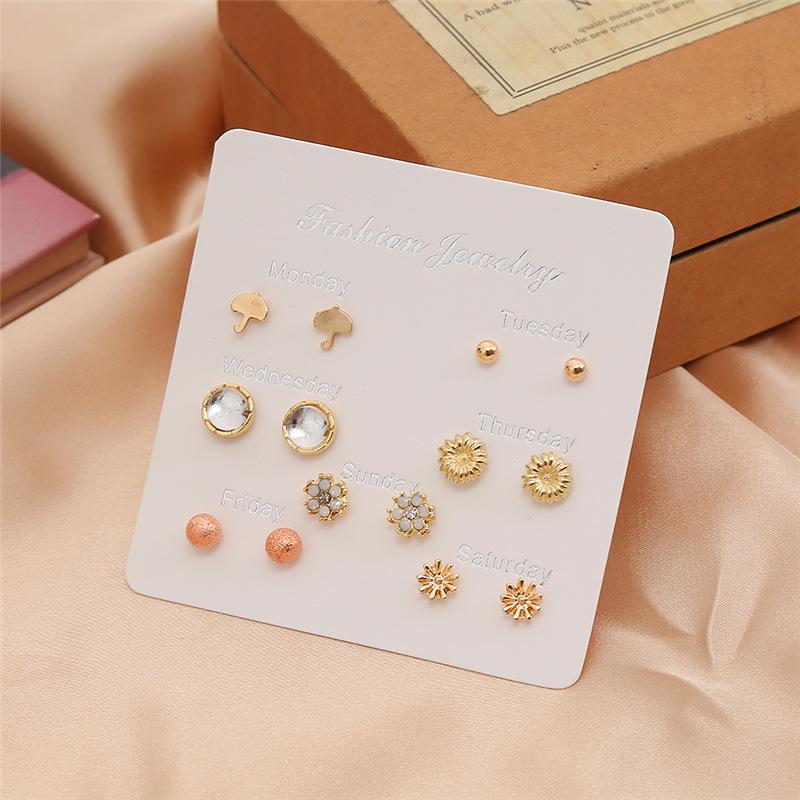2021 Gold Geometric Stud Earrings Set: Women s Fashionable  Elegant Jewelry (7 Pairs)