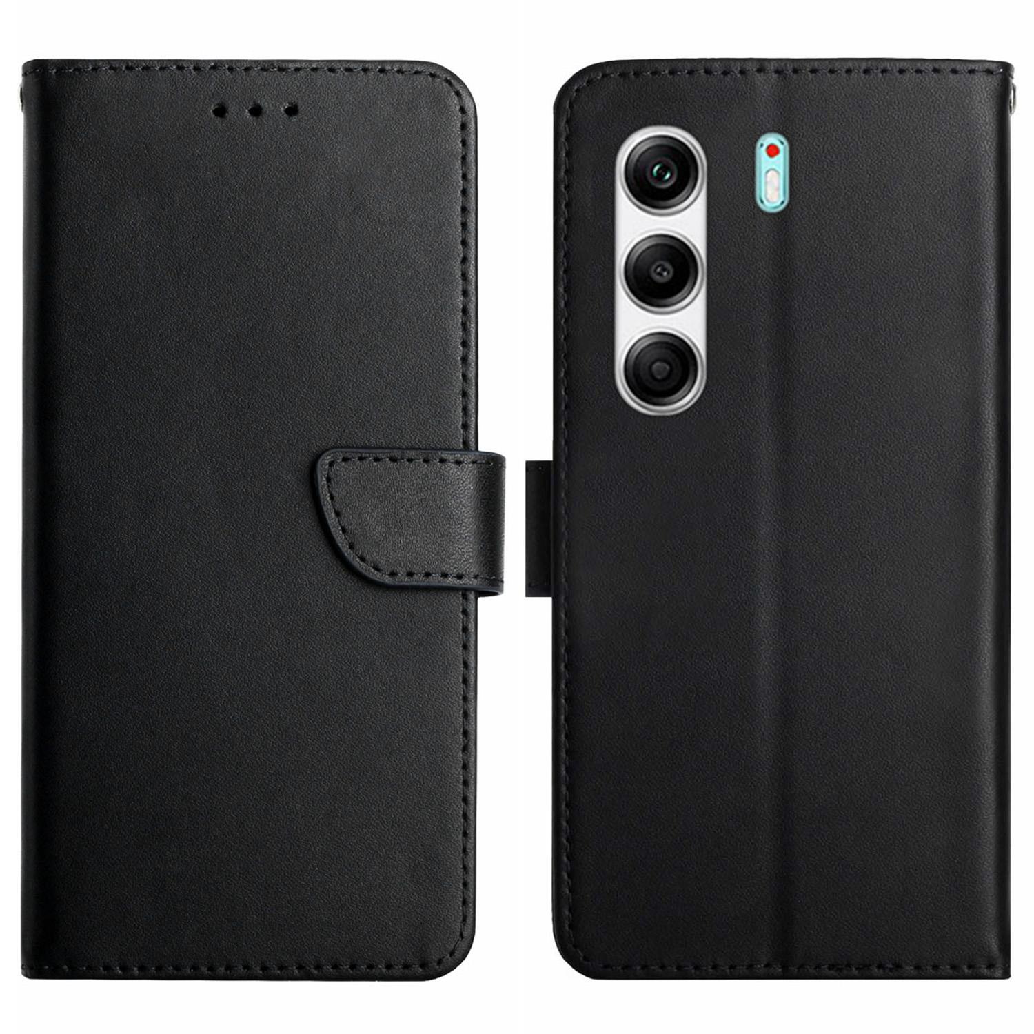 

For TECNO Camon 40 4G Case Genuine Cow Leather Phone Cover Nappa Texture Black