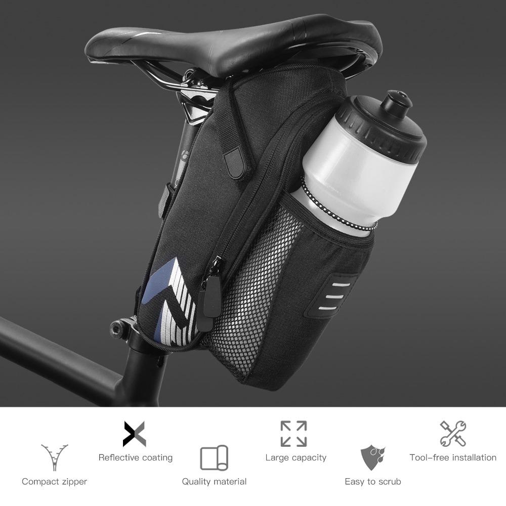 Polyester Bike Saddle Bag with Reflective Cycle Storage Bag Bike Under Seat Pack  Mountain Bike