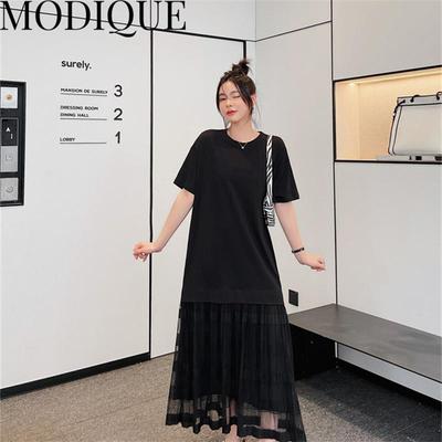 MODIQUE Sommer Plus Größe Neue Kleid Shirt Frauen Lose Geraffte Baumwolle Leinen Süße Mesh Kleid Feste Beiläufige Weibliche Kleider Oansatz