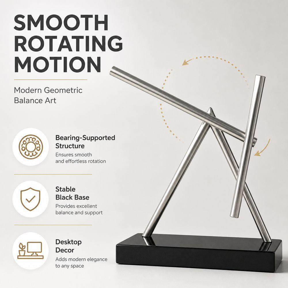 Metal Perpetual Motion Ornament Rotating Structure Desktop Ornament Balance Sculpture Home Decor