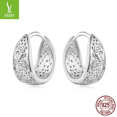 Orecchini a lobo in pizzo retrò da donna, semplici ed eleganti, orecchini in argento sterling S925