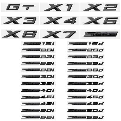 Auto-Emblem-Aufkleber 3D ABS glänzend schwarz SDrive18i 20i 23i 25i 28i 30i 35i 40i 45i 50i 55i für BMW X1 X2 X3 X4 X5 X6 X7 GT