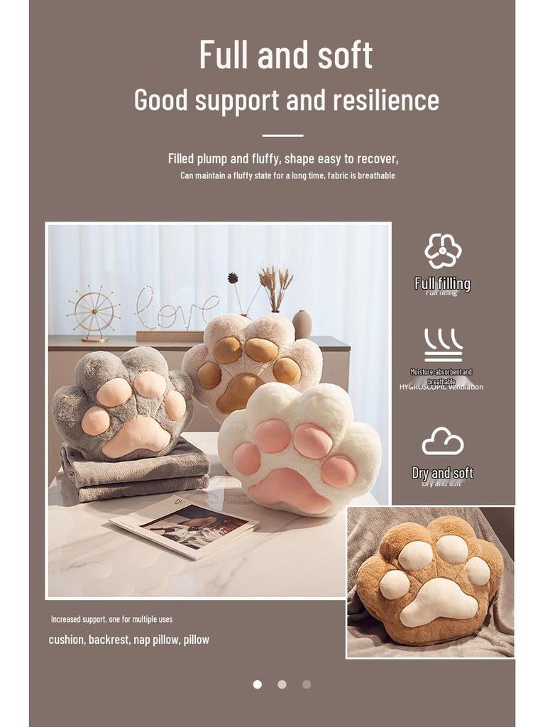 Polštářek a deka do auta s kočičími tlapkami: Dvojí použití pro zdřímnutí v kanceláři, na cestách a další