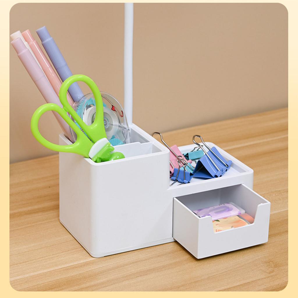 Mała lampka biurkowa LED ściemniana chroniąca oczy lampka stołowa LED z uchwytem na długopisy i telefon do sypialni biura