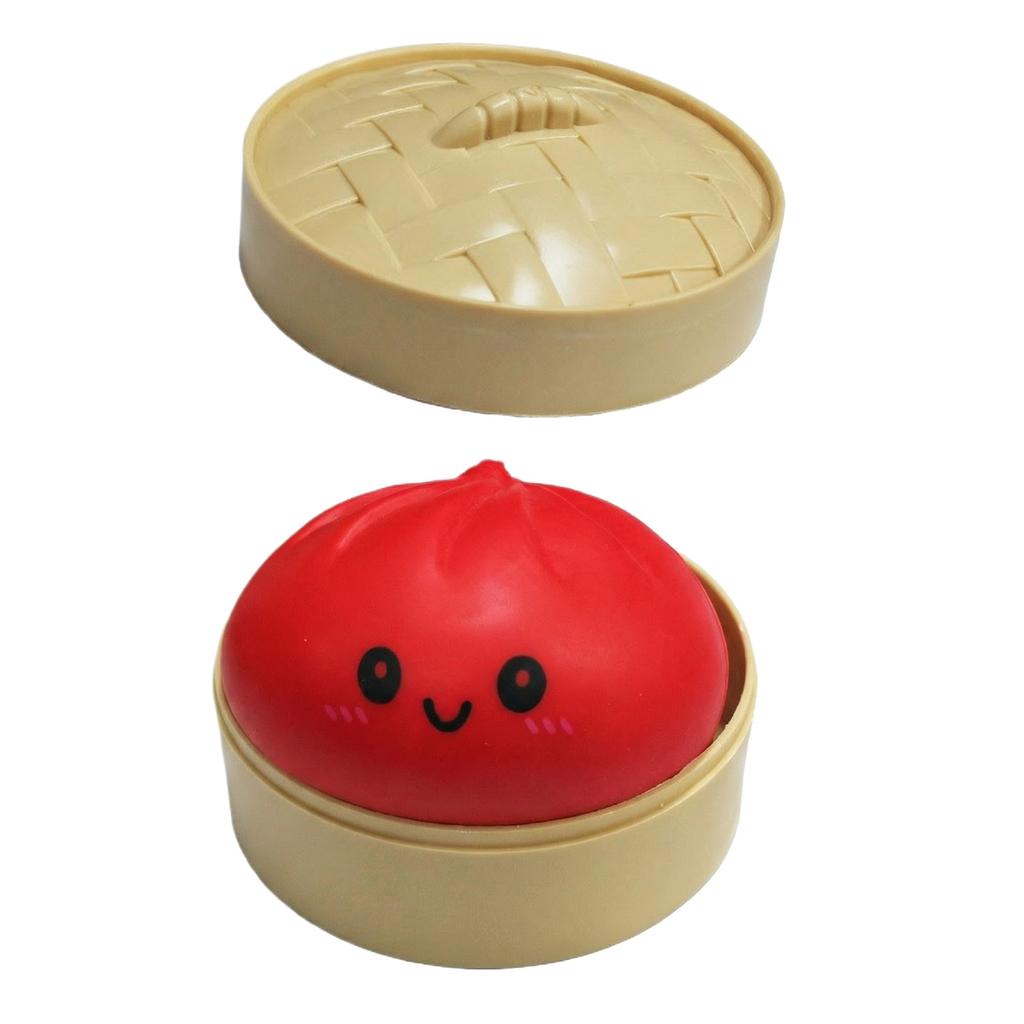 Slow Rising Bun Toy with Steamer Box Simulation Food Design Soft Stress Toy for Kids and Adults