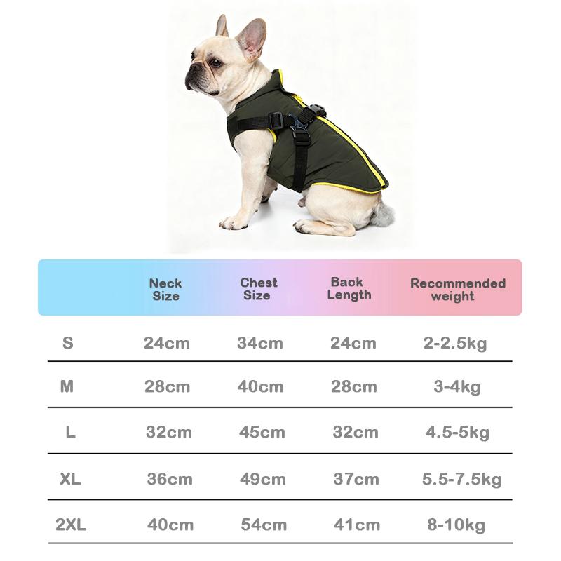 Dog Autumn Winter Thickened Clothes Windproof Waterproof Puppy Jacket D-Ring for Leash Pet Coat for Small Medium Dogs