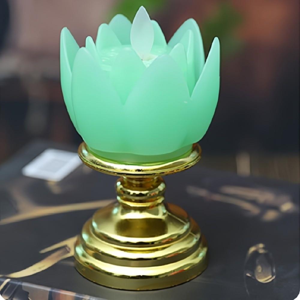 Prayer Lotus Lamp Long-lasting Light Simulated Candlestick LED Candle Lamp  Buddhist Decoration