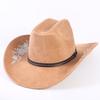Beliebter europäischer und amerikanischer klassischer Wildleder Western Cowboyhut für Herren und Damen, großer Schirm, bestickt, Outdoor-Sonnenhut
