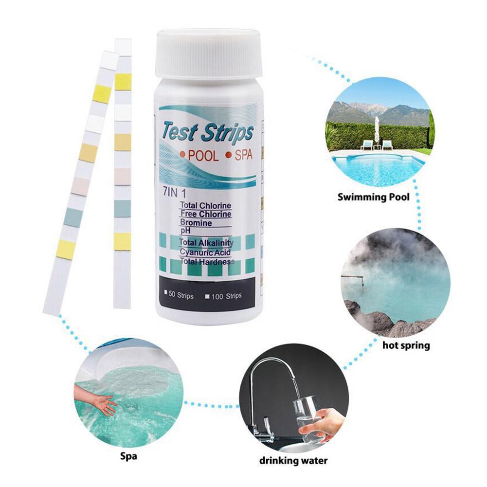50 Strips Multipurpose Swimming Pool PH Precise Test Paper PH Value Test Kits For Residual Chlorine, Free Fhlorine, Nitrate