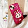 3D Bonito Engraçado Desenho Animado Chapéu Lotso Suporte Labubu Capa de Celular Para iPhone 17 16 15 14 13 12 11 Pro Max Capa de Silicone Macio