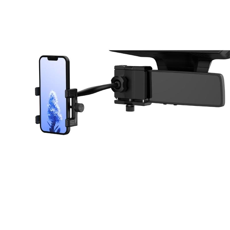 Auto Clamping Phone Holder for Car Rearview Mirror Antislip Silicone Universal Mount with 360 Rotation