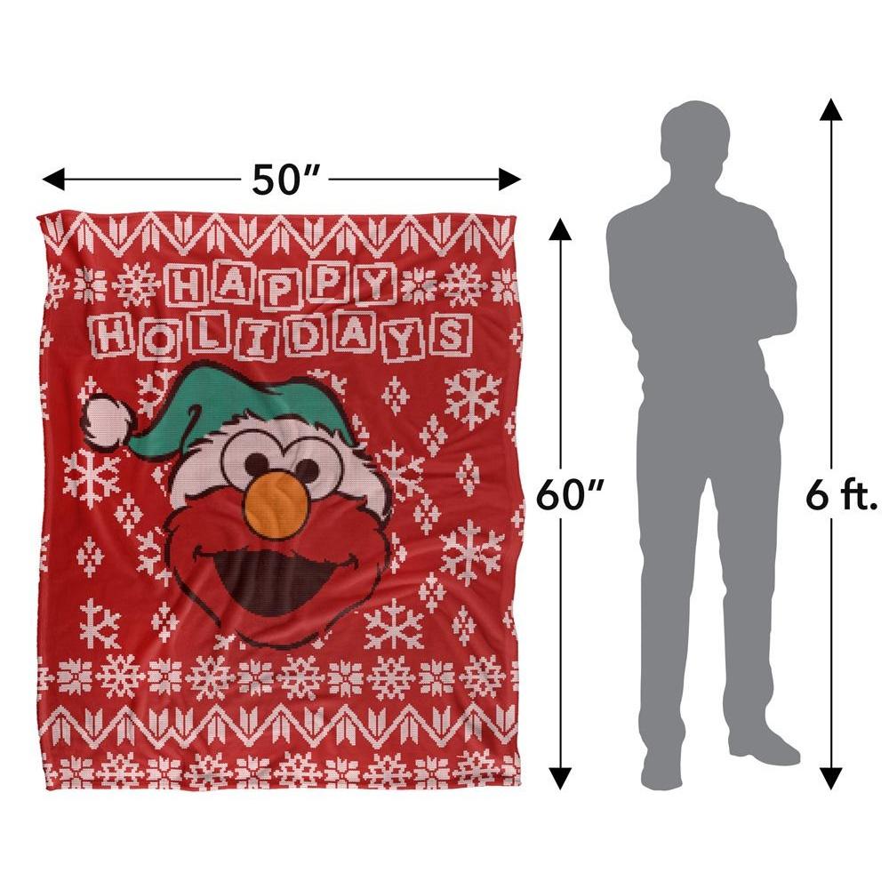Sesame Street Silky Christmas Sweater Elmo Supersoft Blanket