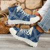Mode Neue Fünf-Sterne-Print Canvas High-Top Sportschuhe Damen-Sneakers Denim Schnürschuhe Leichte Anti-Rutsch-Sohle Casual Sportschuh