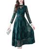 Green Pachira Long Sleeve Formal Dress for and Special Suitable for and Plus Round Green Women's Weddings, Invitations, Occasions, Lace, Spring,
