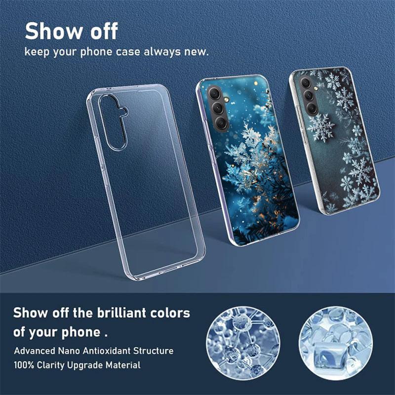 Snowflake Winter White Snow Christmas Phone Case for Samsung A17 A37 A57 A07 A16 A26 A36 A56 A06 A02S A12 A22 A32 A52S A04S A14