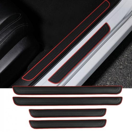 4pc Universal Car Door Scuff Sill Protector Cover Panel Step Stickers Accessory