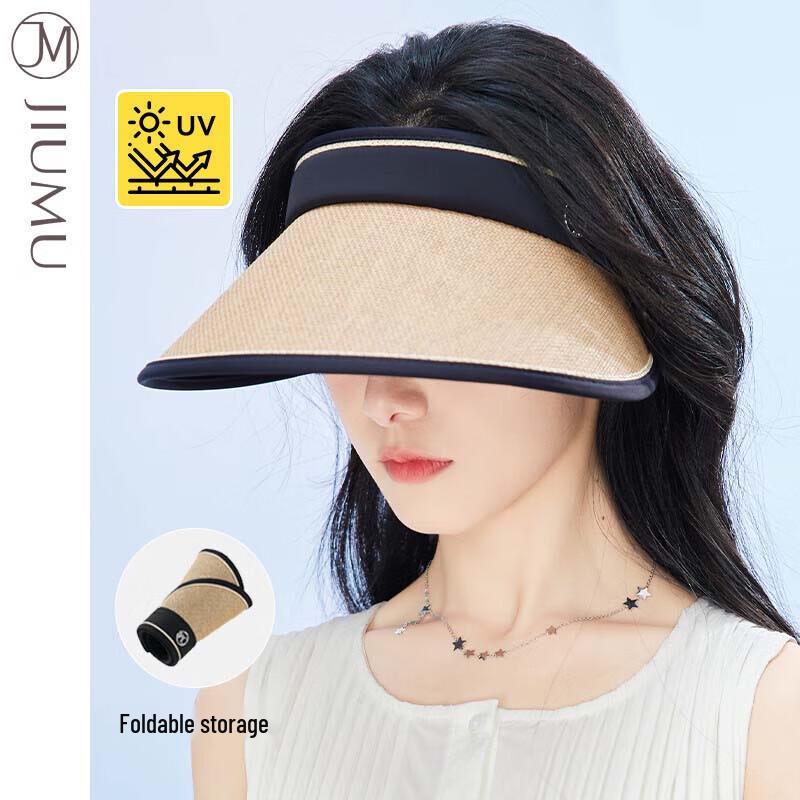JIUMU Women's Sun Protection Open-Top Straw Visor Hat CW106