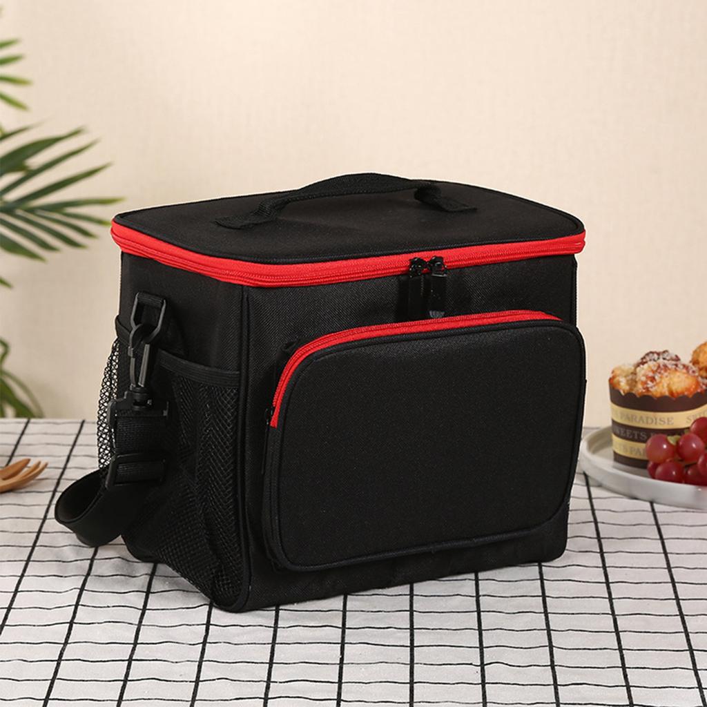 Lunch Bag Large Capacity Handheld Shoulder Back Thickened Oxford Cloth Insulated Bento Lunch Bag for Women Men Black