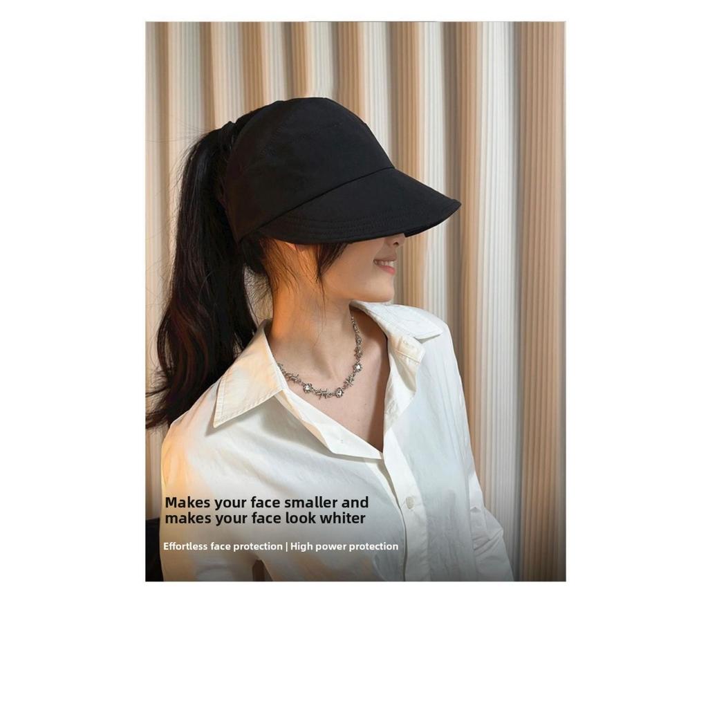 Sombrero de Sol Transpirable para Mujer con Ala Ancha, Visera Abierta para Coletas [3 Colores Disponibles]