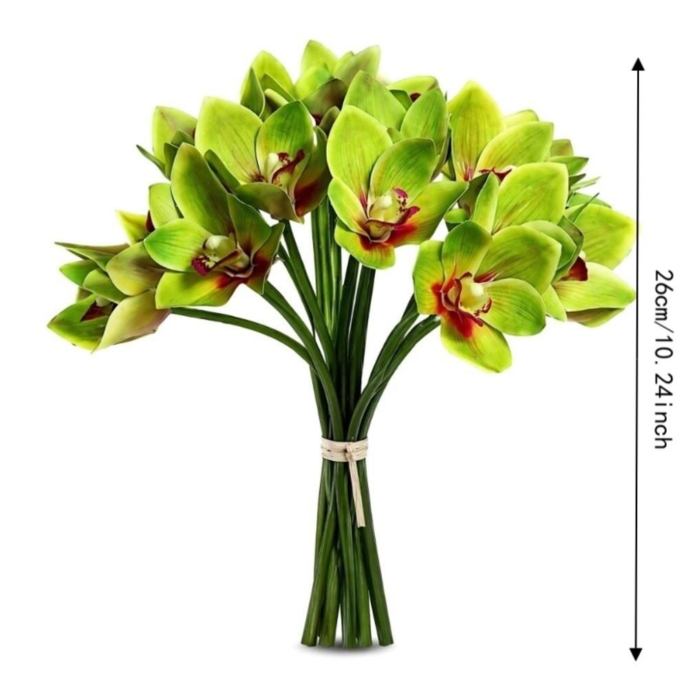6 Stems Artificial Orchid Flowers 3D Printed Fake Orchid Bouquet Table Centerpiece
