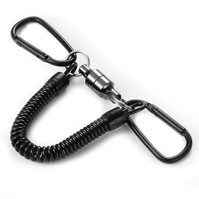 

BEIHOO magnetic releaser [Load capacity 5kg] magnet powerful magnet hook carabiner x2 With spring cord hanging Fall prevention outdoor camp mountain