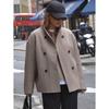 2025 Autumn/Winter Women's Retro Brown Wool V-Neck Warm Coat - European & American Style