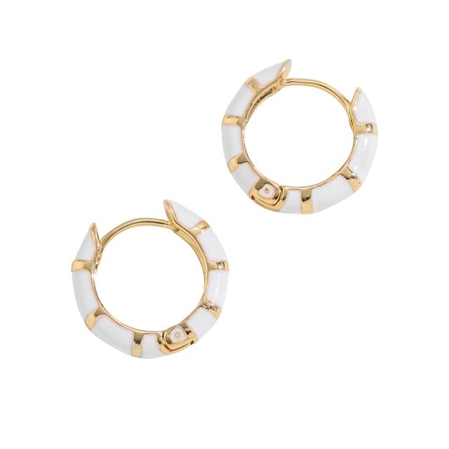 Women Cubic Zircon Rainbow Earrings Cubic Zirconia Ear Cuff Set Female Stylish Fashionable Gold Tone Huggie Clip On Earrings Earcuff Crystal Stone