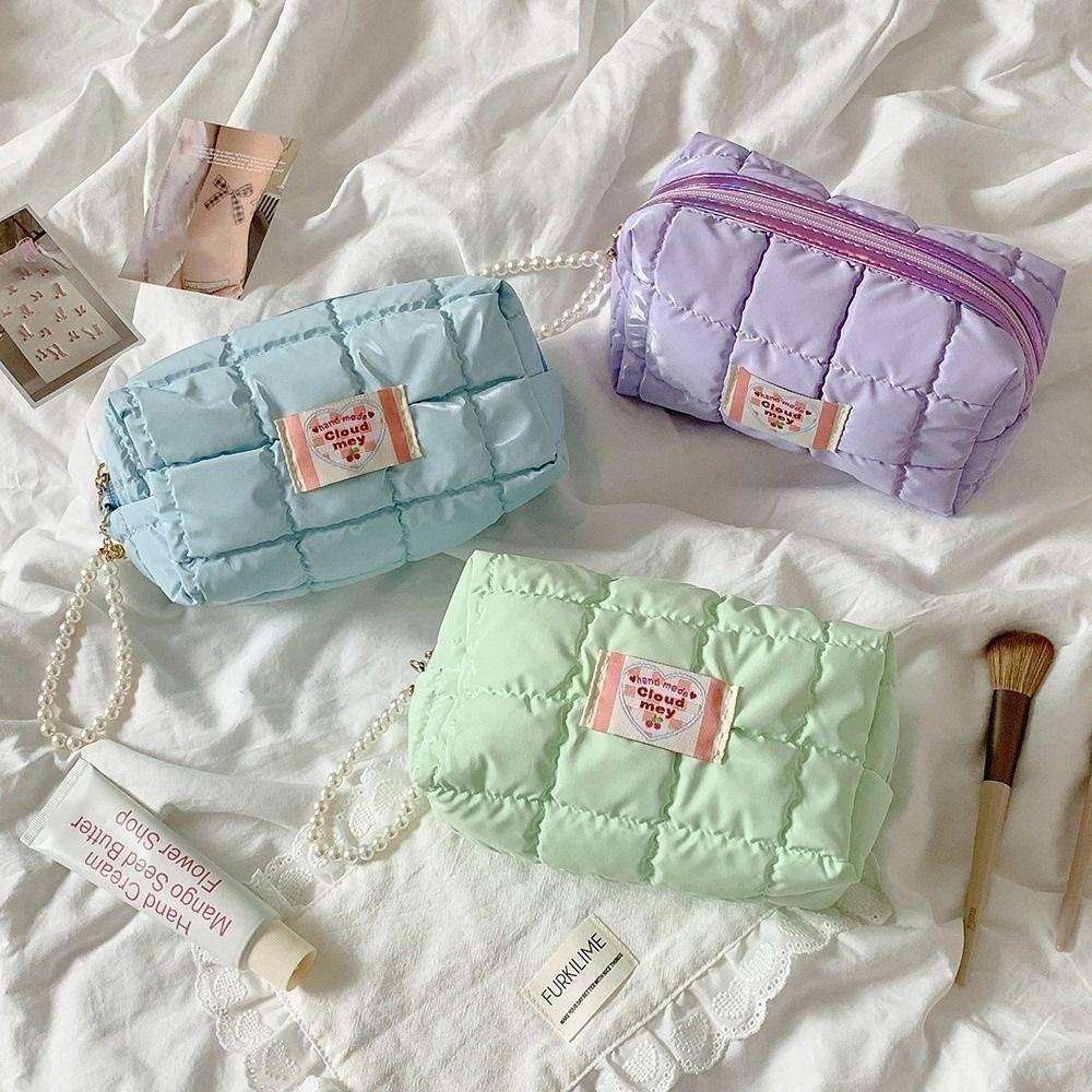 Pen Bag Korean Pencil Case with Pearl Lanyard Pencil Pouch Stationery Holder