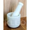 KLEO 2.5"-3.5" Diameter Natural Stone Marble Mortar and Pestle Set (Spice Grinder, Medicine Masher) (White 2)