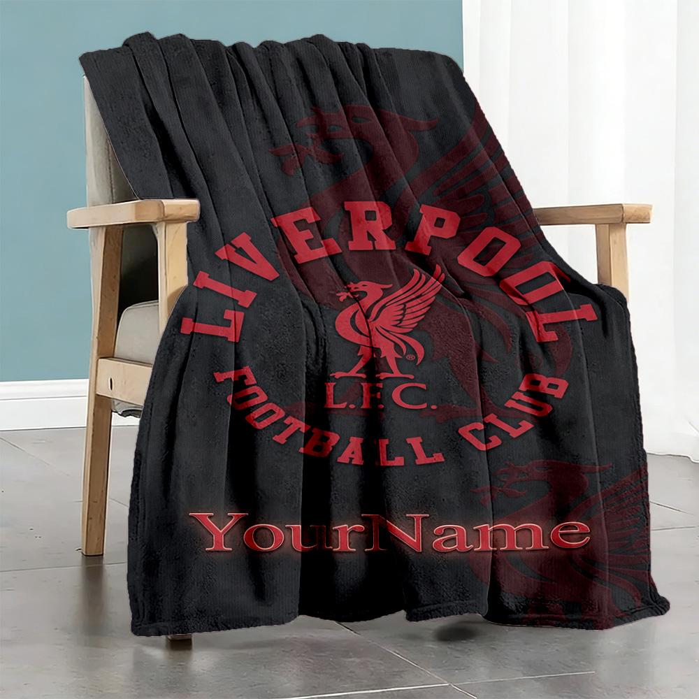Liverpool Customize Your Name Blanket Throw Customizable Blanket Warmthful Decor Suitable for Couch Sofa Bed Nap Four Seasons Multipurpose