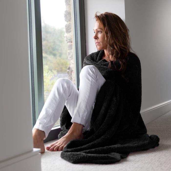 Snug Rug Sherpa Couverture - Plaid De Luxe - 127 X 178 Cm - 270 G/m²- Noir