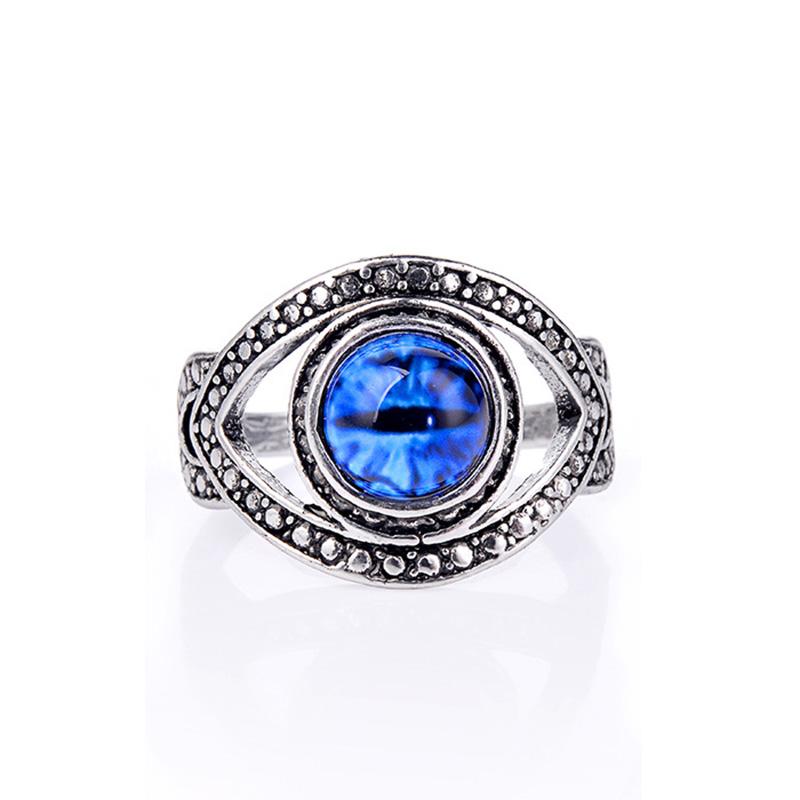 Retro dutý prsten se zlým okem v barvách pro muže ženy Punk Gotický Rock Hiphop Otevřený prsten Motorkářské doplňky Ručně vyrobený Unisex Dárek