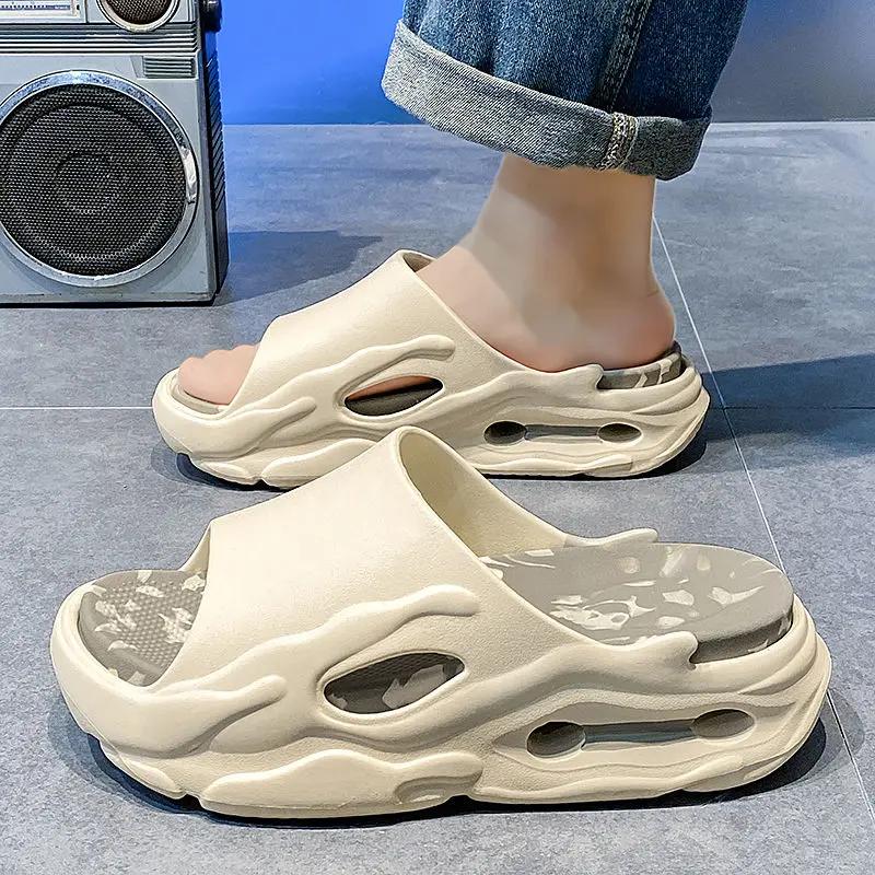Platform Slippers for Men Shiatsu Beach Shoes Indoor House Walk Around Home Bathroom Designer Luxury Original Adult Sandals Man