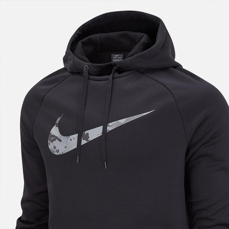 Nike Fleecová rychleschnoucí potištěná ležérní mikina Standardní pánské mikiny s kapucí Černá DJ0294-010