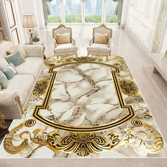 Luxury European Style Carpets Living Room Sofa Side Rugs Home Decoration Soft Golden Carpet Bedroom Cloakroom Hallway Floor Mat
