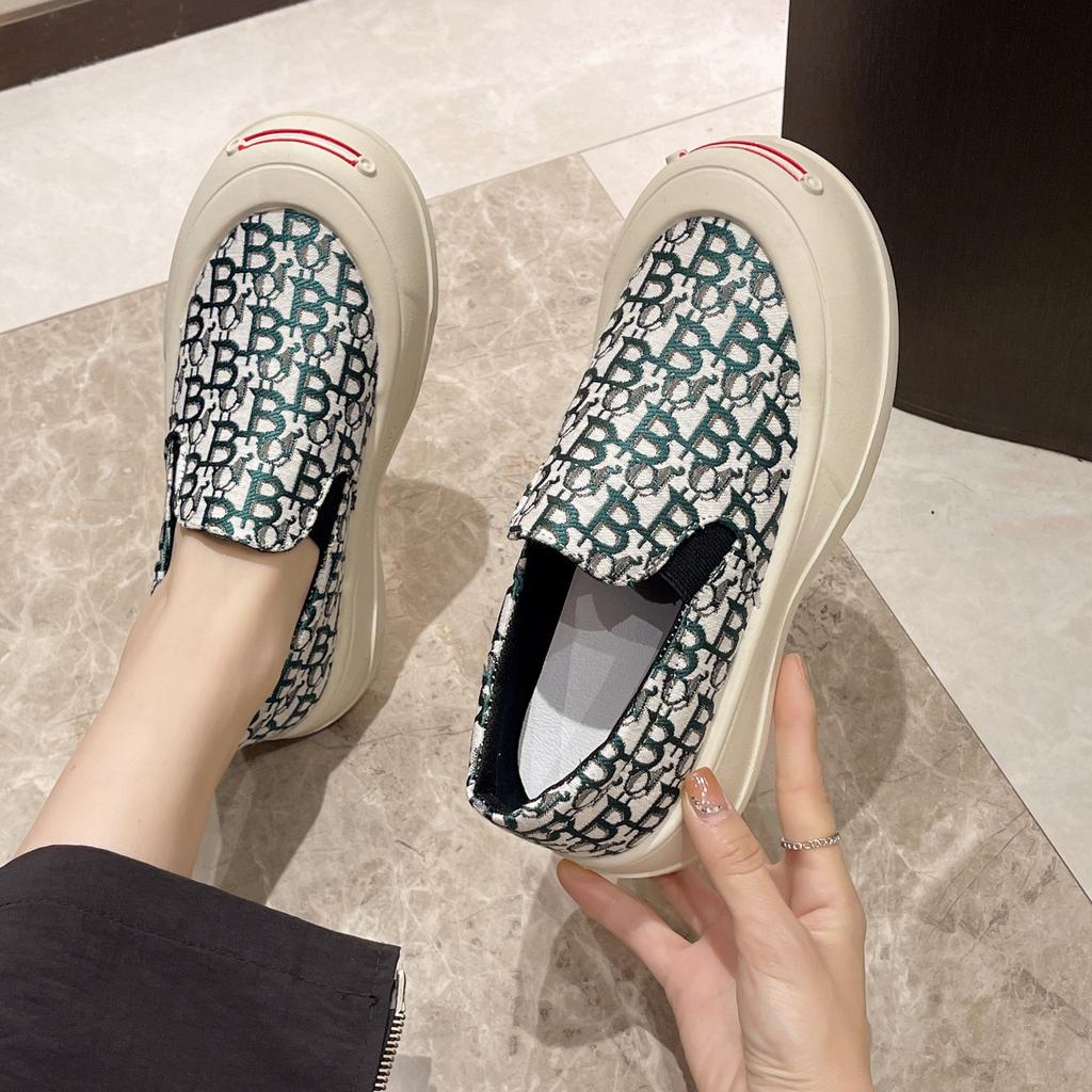 2025 New Women's Shoes One-pedal Flat-soled Single Shoes Cloth Shoes Fashion Casual Canvas Shoes