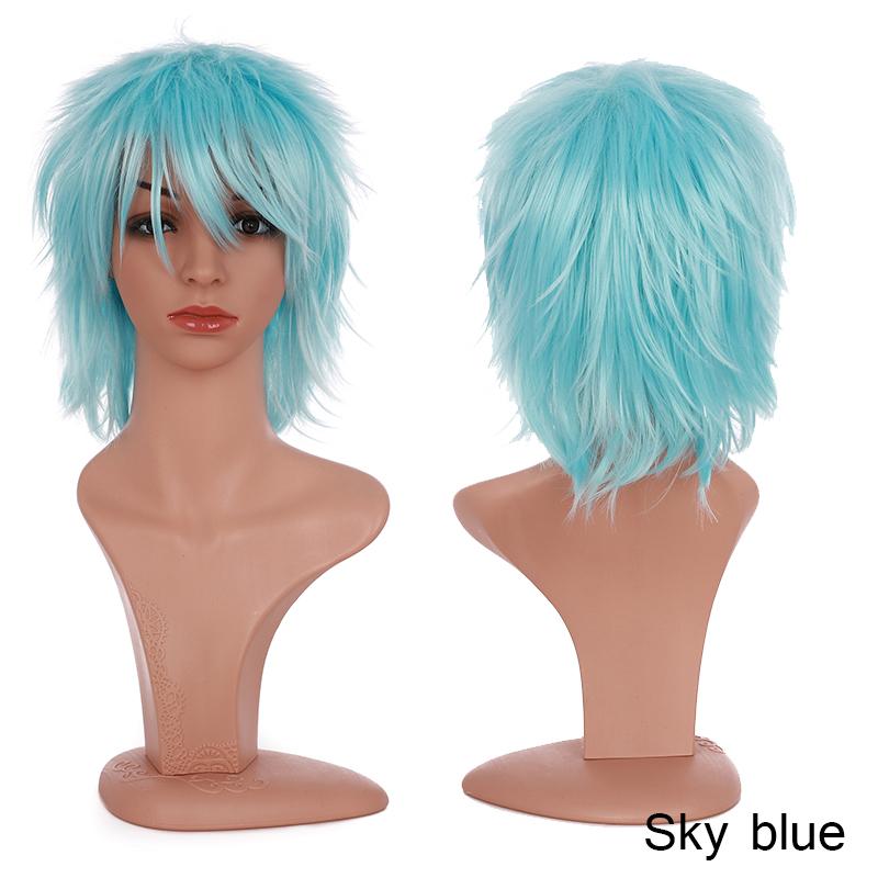 

BENIHAIR Synthetic Wig Cosplay Wig White Red Green Blue Pink Yellow Hair Short Layer Wig Fake Hair Extension Men Women Party Wig 12inch небо синє кольору
