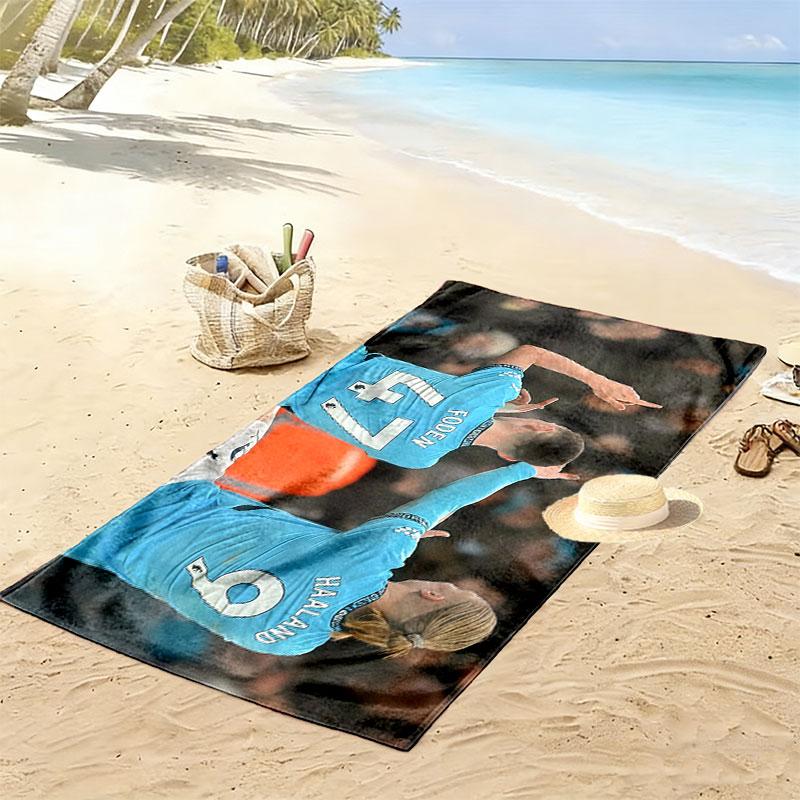 Erling Haaland & Phil Foden Print Beach Towel, Large Soft Quick Dry Towel for Beach Camping Swimming