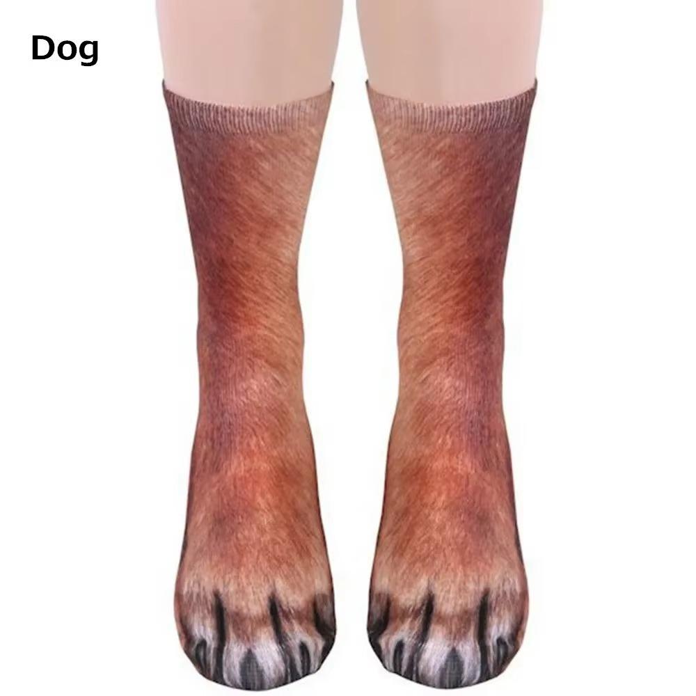 Unisex Adult Cat Dog Dinosaur Tiger Paw Socks Thicken Thermal Calf Socks Fashion Novelty Stocking