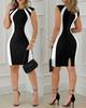 Women's Contrast Color Sleeveless Round Neck Stitching Zipper