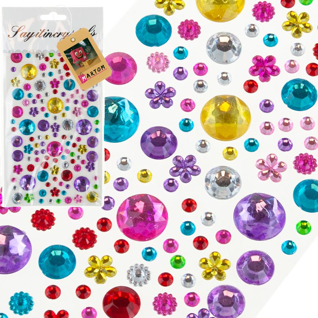 Self-adhesive crystals, diamond stickers, mix of patterns, mix of colors, creative set 315 pcs