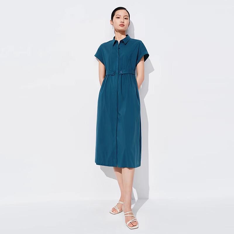 

Sweet Basil Women s Shirt Collar Short Sleeve Midi Dress S