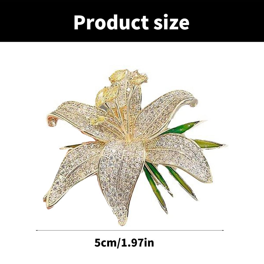 Vintage brože s kamínky a liliemi, umělecký přívěsek na brože s liliemi pro ženy i muže, perfektní doplněk k jakémukoli outfitu.