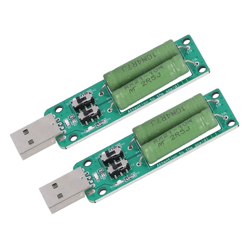 2Pcs USB Load Tester Adjustable Resistor Electronic Test Module 1A 2A 3A Discharge Accessory