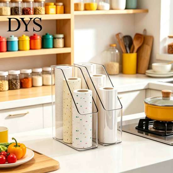 Desktop Storage Organizer Kitchen Cling Film Organizer, Space Saving Durable Box, Large Small Item Holder Capacity Vertical Bin, for Food Foil