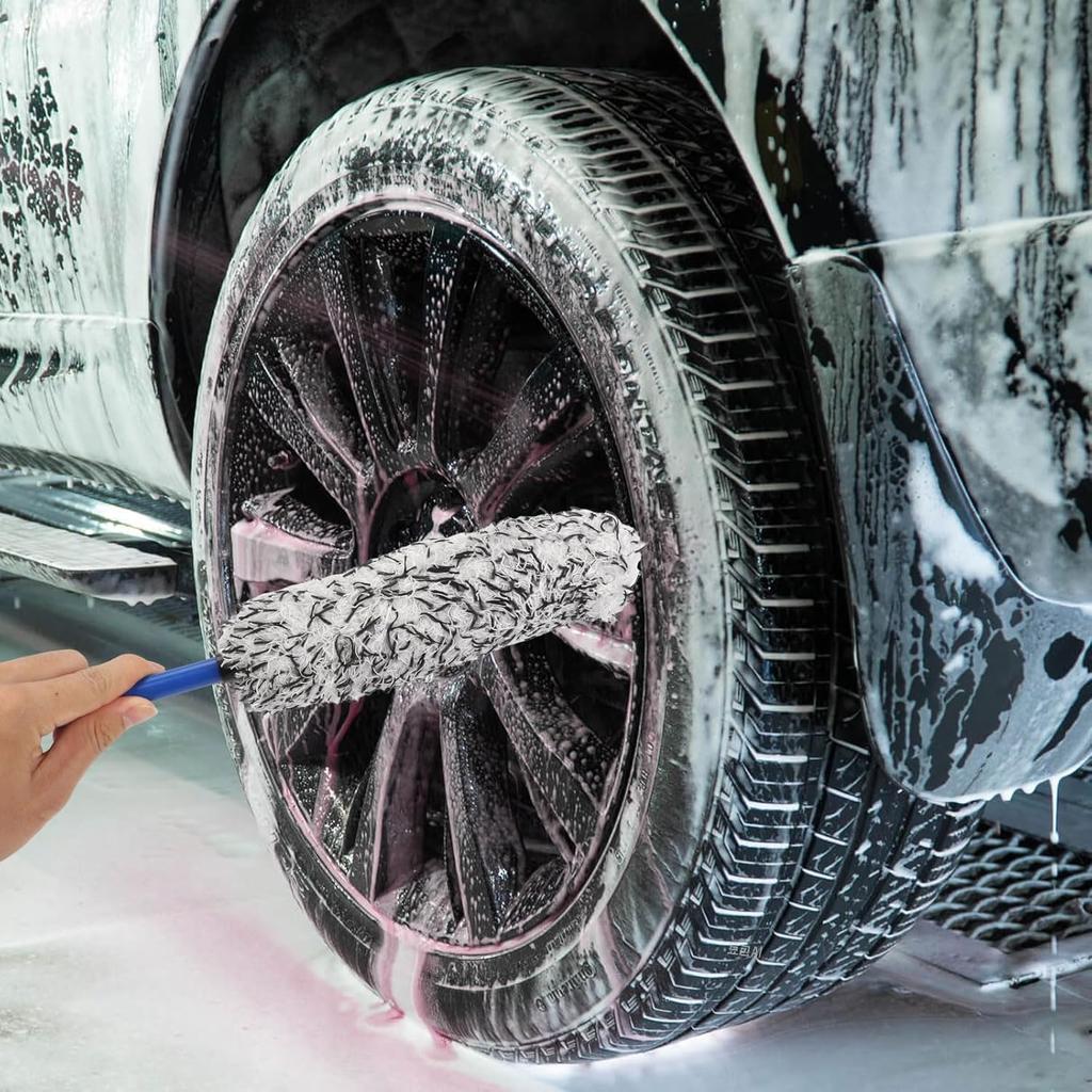 5 Pack Car Wheel Cleaner Brush Kit, Microfiber Cleaning Brush for Tire & Rim, Bendable & Durable, Detailing Brush Set for Cars, Trucks, Suvs &